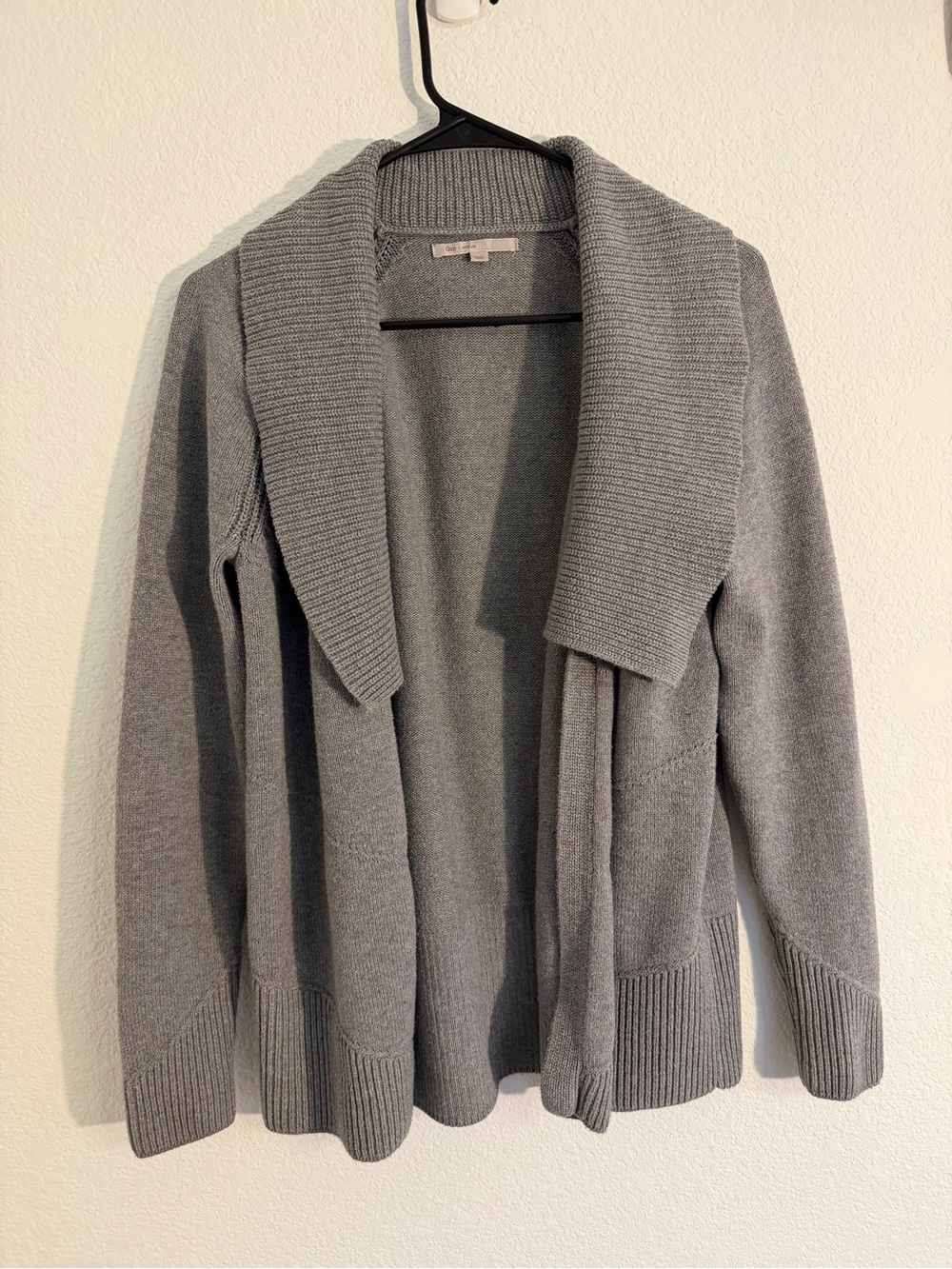 GAP Gray Open-Front Shawl Collar Cardigan